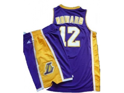 NBA Los Angeles Lakers #12 Dwight Howard Purple[Revolution 30 Swingman]& Shorts Suit
